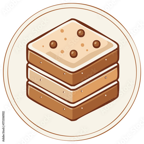 Cartoon illustration of a stack of toasted bread slices on a plate