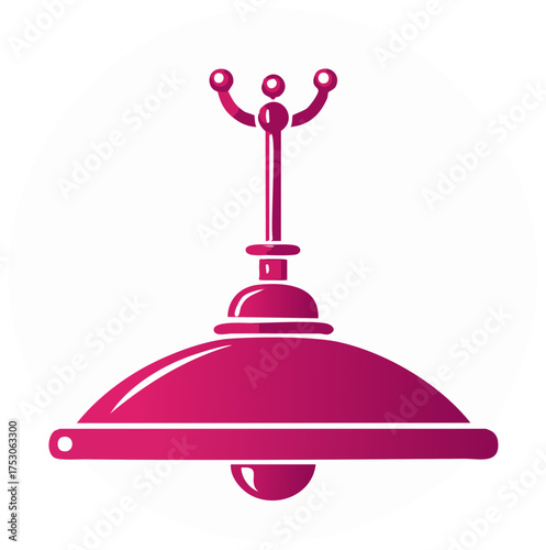 Elegant Pink Ceiling Lamp Icon Modern Home Lighting Fixture Decoration Illustration