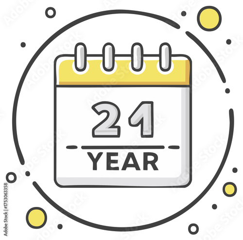 Clean calendar icon with number twenty four and year text representing annual events anniversaries or deadlines