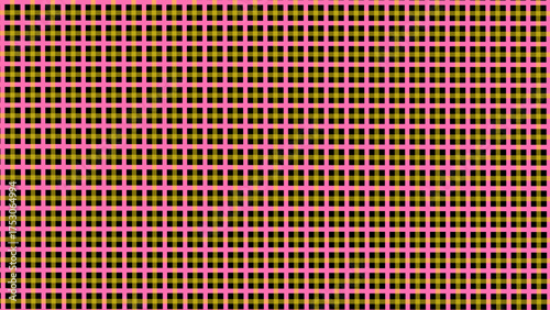 Pink, yellow and black plaid fabric texture background. Seamless pattern checkered wallpaper.	