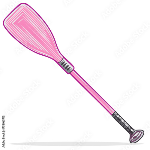 Pink stand up paddleboard oar for water sports vector illustration