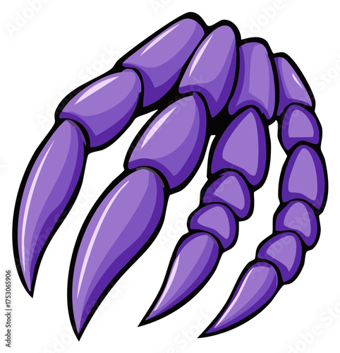 Stylized Purple Scorpion Tail Claws Cartoon Illustration Sharp Points