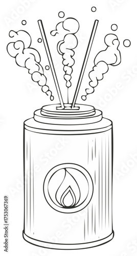 Aroma Diffuser with Incense Sticks Releasing Smoke Line Art Meditation Zen Relaxing Calm Decoration