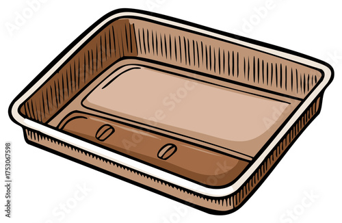 Empty brown disposable food container, takeaway meal tray, sustainable packaging design illustration.