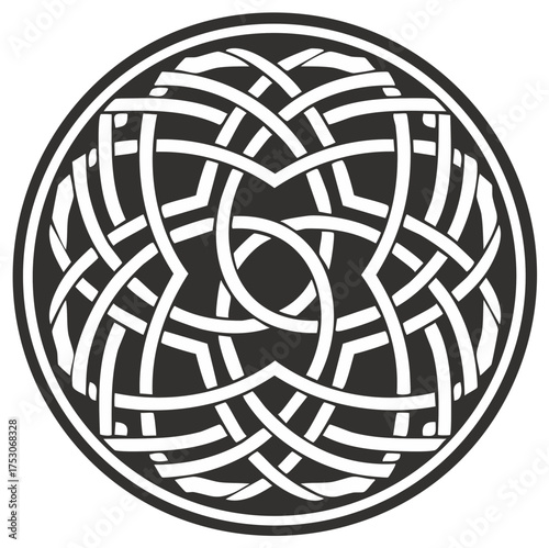 Intricate Celtic Knot Mandala Design in Black and White