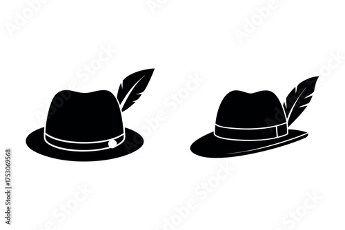 Two elegant fedora hats with feather details a striking silhouette