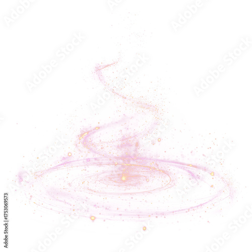 Obraz na plátně Magic pink and gold particle vortex PNG. Abstract glitter swirl.