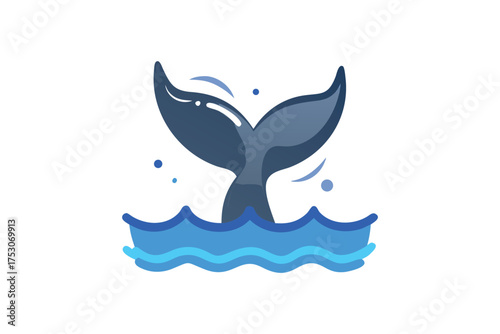 Blue whale tail breaching ocean waves a striking marine life silhouette
