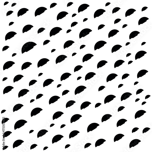 Black semicircles of varying sizes arranged in a repeating pattern on a white background