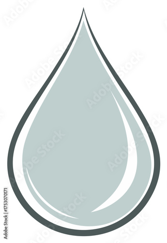 Stylized Single Water Drop Icon with Clean Lines and Soft Shading