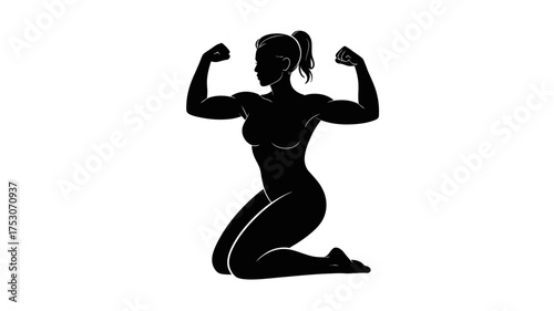 Vector art of silhouette of a strong woman flexing her biceps