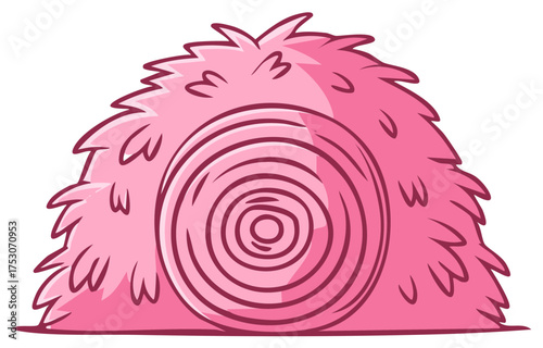 Whimsical cartoon pink fluffy haystack with swirling center