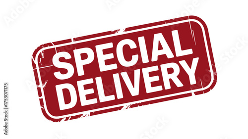 Vector art of special delivery red grunge stamp