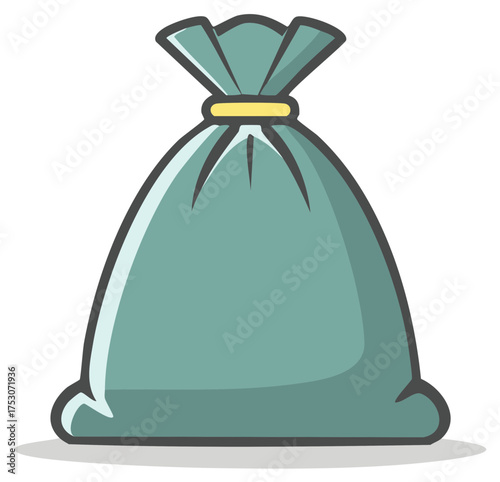 Simple Green Drawstring Pouch with Yellow Tie Isolated Minimalist Icon