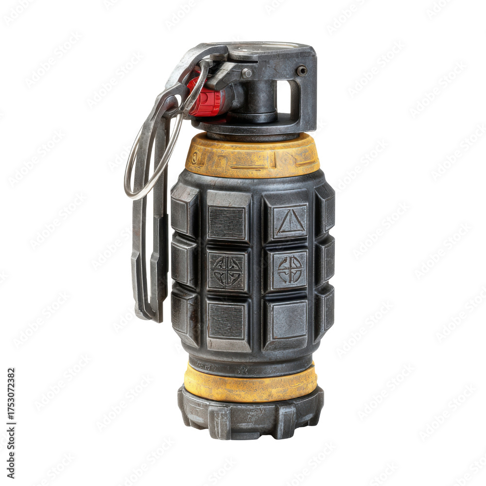 Naklejka premium Flashbang stun grenade training model on white background
