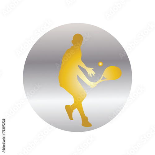 Gold silhouette icon of a dynamic paddle tennis player