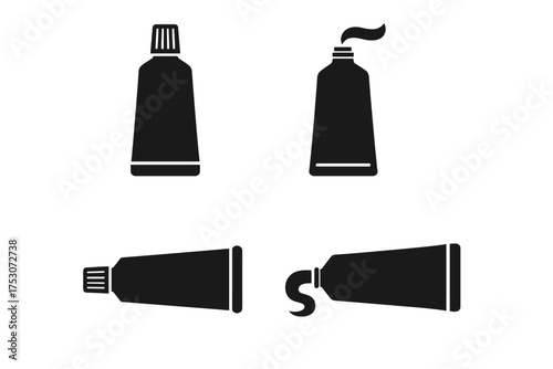 Minimalist toothpaste icons set: outline and filled designs