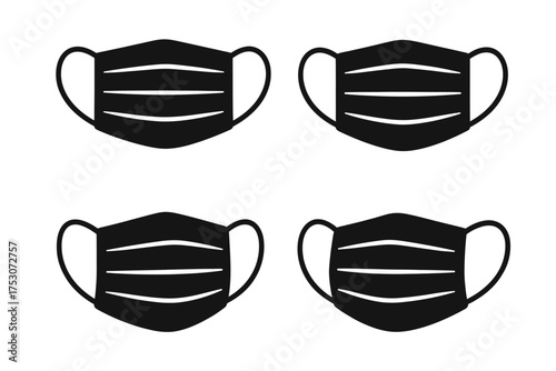 Black face masks set silhouette illustration