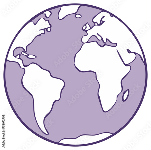 Wallpaper Mural Illustration of Earth Globe Showing Continents and Oceans in Light Purple Torontodigital.ca