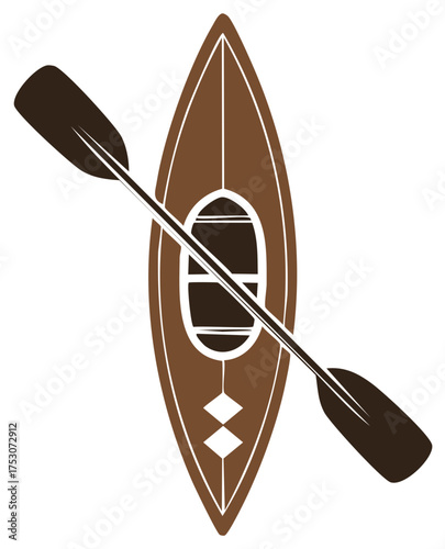 Wallpaper Mural Brown kayak with paddle aerial top down view, a simple vector icon for water sports and outdoor recreation Torontodigital.ca