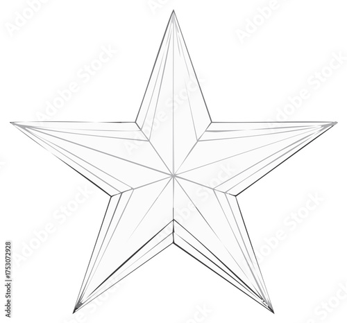 Wallpaper Mural Geometric five-pointed star line drawing on white, abstract representation Torontodigital.ca