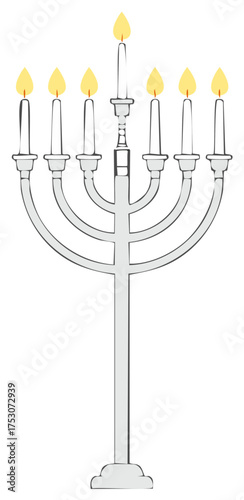 Wallpaper Mural Menorah with seven burning candles on white background Torontodigital.ca