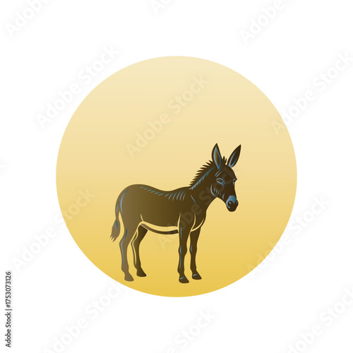 Stylized illustration of a standing donkey, a classic farm animal symbol