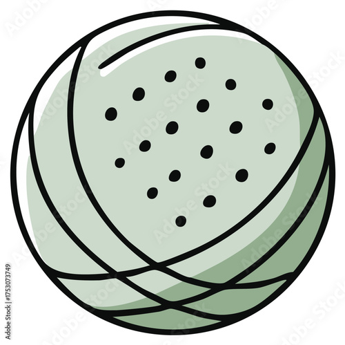 Illustration of a hand-drawn spherical object with a dotted interior, isolated