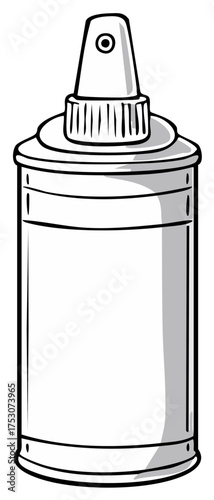 Spray Can Outline Illustration with Shadows for Aerosol Products and Cleaners