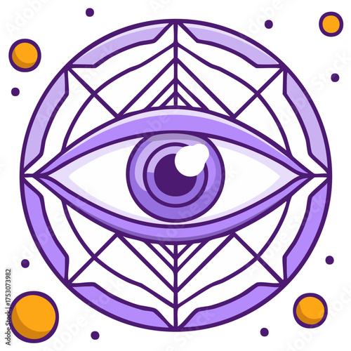 Esoteric third eye symbol inside a cosmic mandala illustration for spirituality and magic