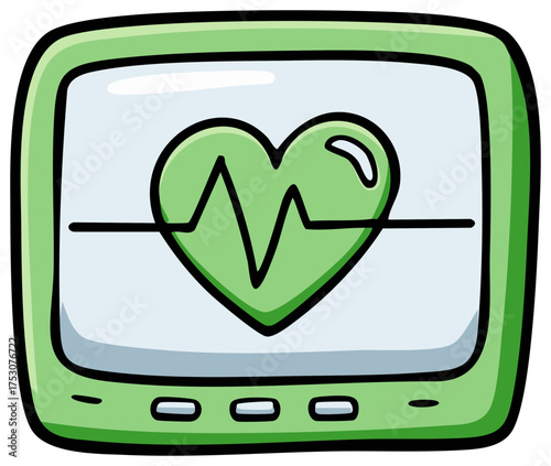 Hand-drawn heart rate monitor with electrocardiogram display