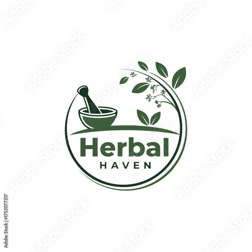 green herbals logo design vector with leaf 