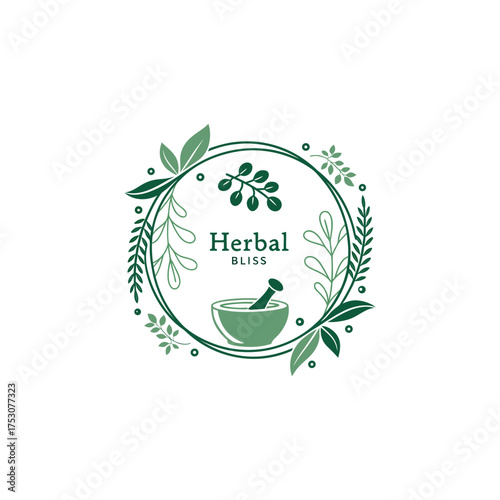 green herbals logo design vector with leaf 