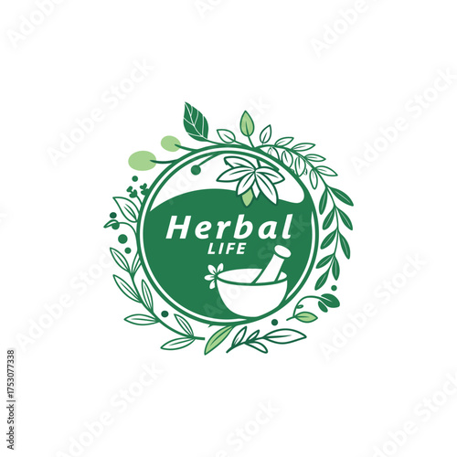 green herbals logo design vector with leaf 