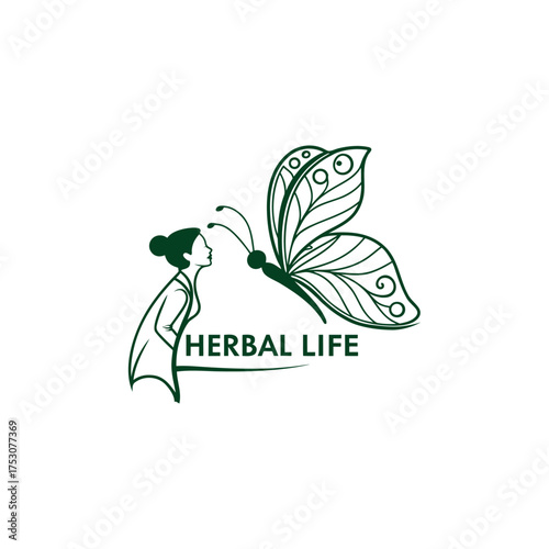 green herbals logo design vector with leaf 