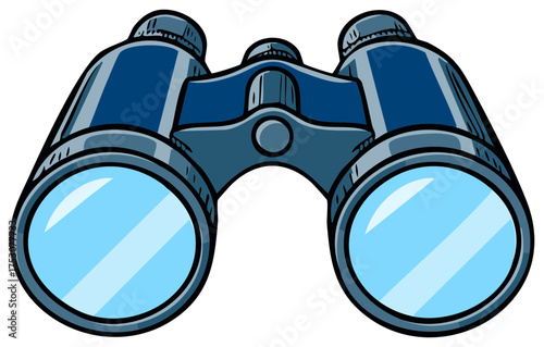 Wallpaper Mural Cartoon illustration of a blue and silver pair of binoculars Torontodigital.ca