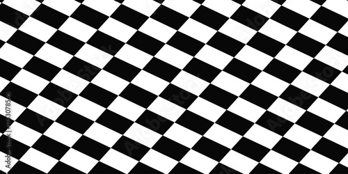 Black and white checkered pattern creates a dynamic and visually striking background
