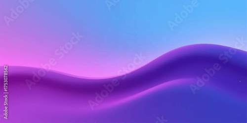 Abstract flowing wave of vibrant purple and blue gradient blending smoothly across a soft gradient background