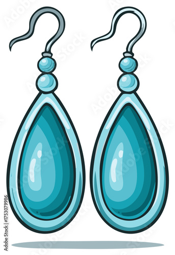 Teardrop Turquoise Earrings Pair: Stylish Fashion Accessory for Women, Isolated Jewelry, Elegant Design