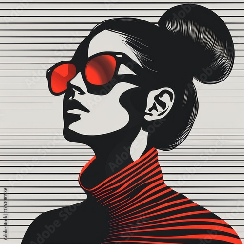 The illustration combines bold, modern design elements with a minimalist aesthetic, creating a chic and contemporary look.