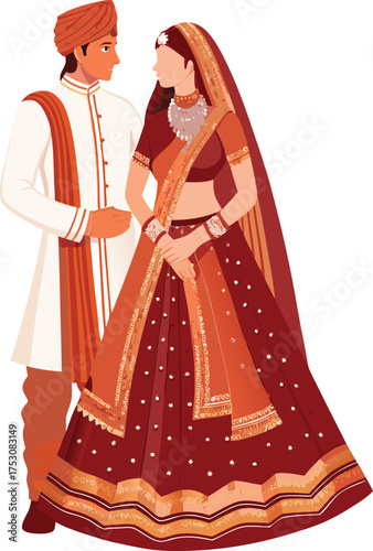 Indian Bride and Groom in Traditional Attire Indian wedding