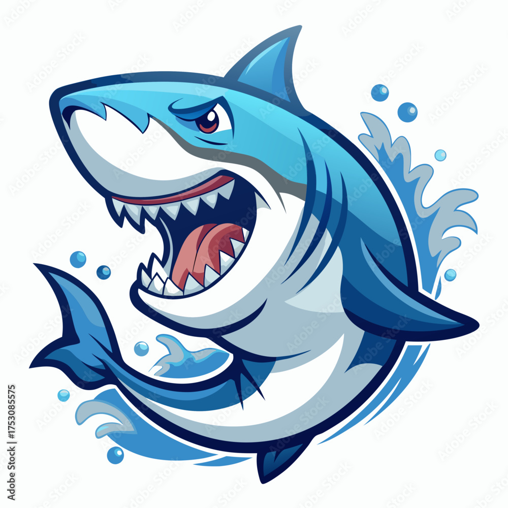Naklejka premium Great Shark with Splash Vector Illustration