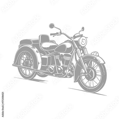 Vintage Motorcycle with Sidecar Illustration