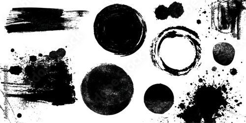 Abstract Black and White Ink Splats Creating a Grunge Effect. Transparent PNG available detailed ink splats Hyperrealistic Highly Detailed Isolated On Transparent Background	