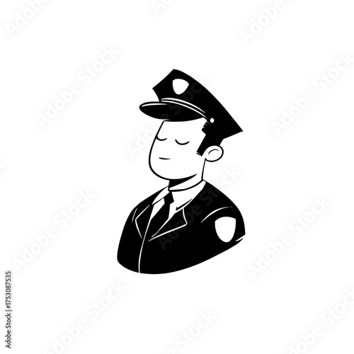 Police officer. Police officer simple black and white line art vector logo