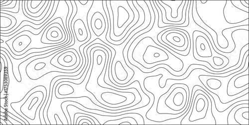 Bild auf Leinwand Black and white abstract topographic contour map pattern with irregular wavy lin