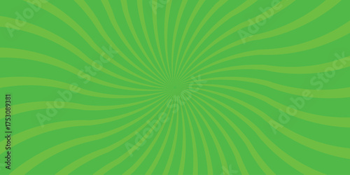 Bright green radial burst pattern with swirling wavy lines emanating from a central point on a lighter green background, offering a vibrant and energetic visual for backgrounds and design