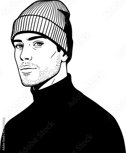 man wearing stocking cap