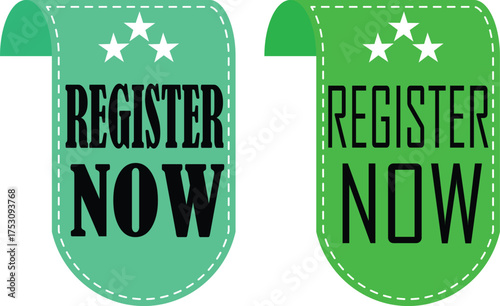 Register Now banner icon set. Registration web buttons. Vector buttons for registration in services, blogs, websites. User interface web buttons in flat style for UI, mobile app, web.
