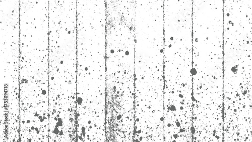 Abstract background with scattered gray splatters and vertical lines on a white surface.